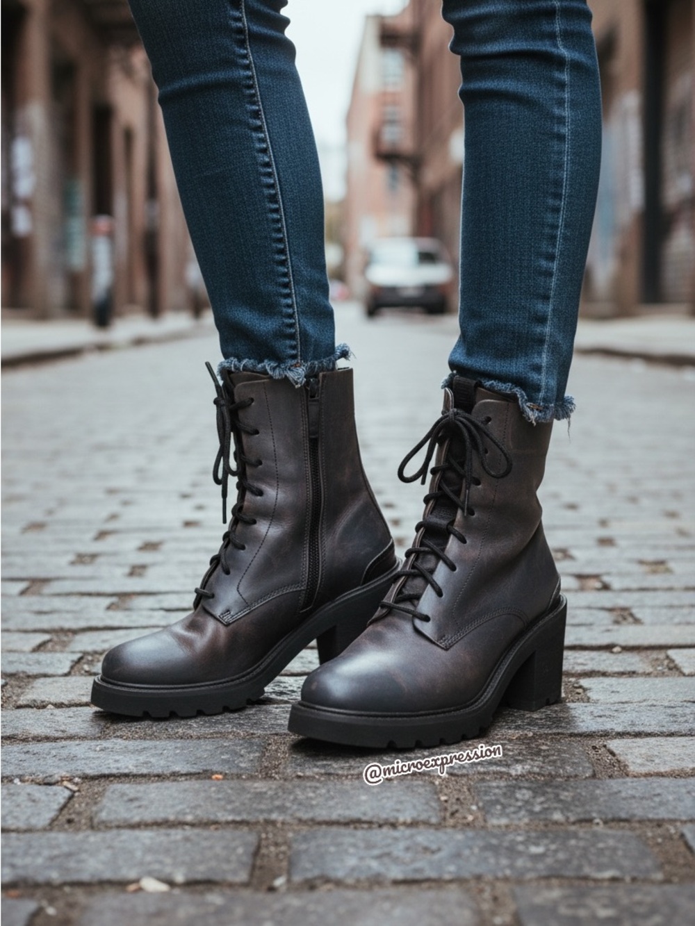 Frye Allison Black Real Leather Retro Streetwear Lug Combat Moto Ankle Booties